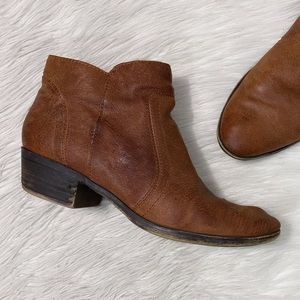 Lucky Brand Tan Brown Leather Breck Ankle Booties Boot